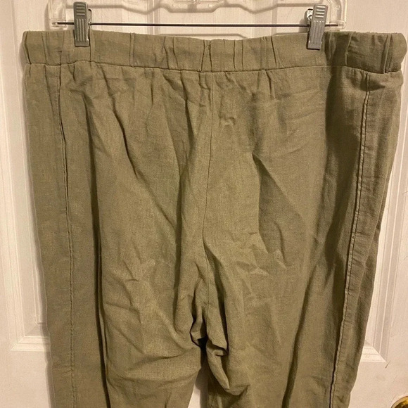 Ellen Tracy Khaki Linen Blend Summer Beach Casual Pull-on Pants Women Size L - Picture 5 of 5